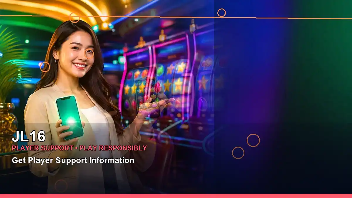 JL16 casino cashback rewards visual featuring an adult Filipina casino host positioned in a left-side close-up composition