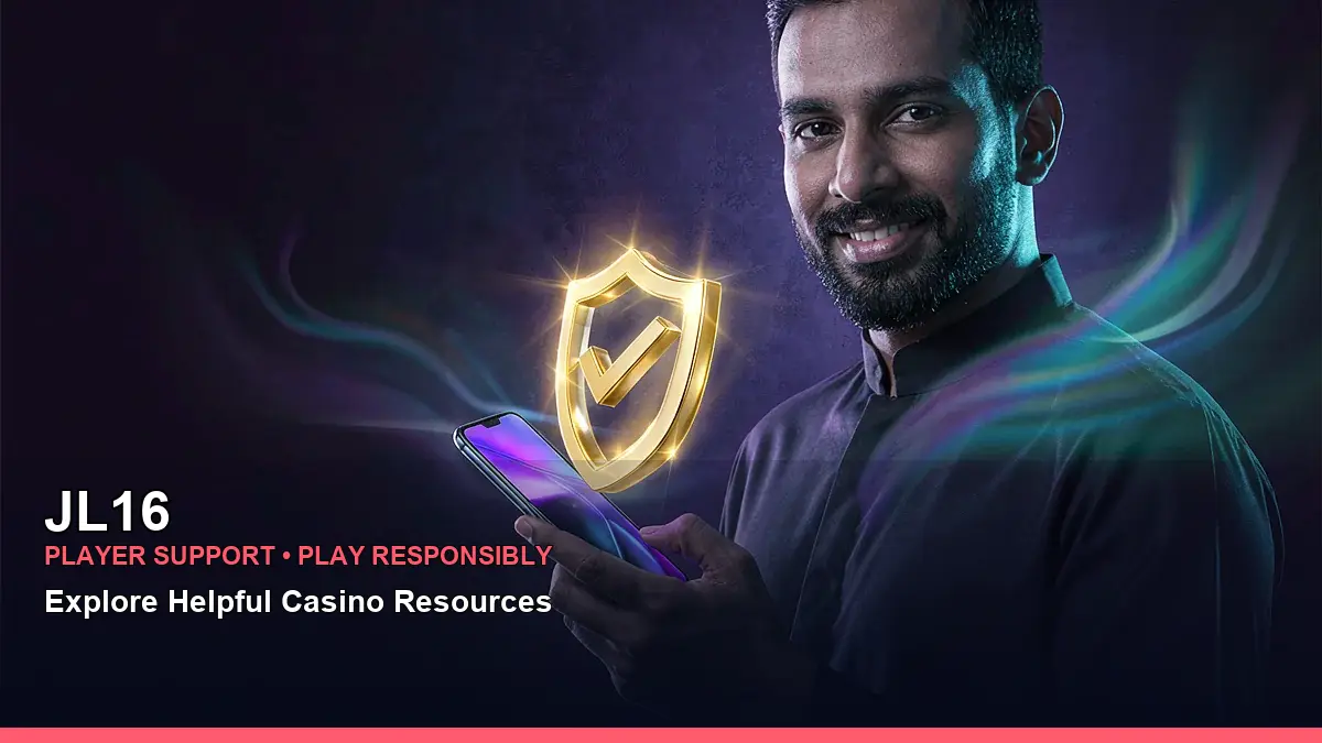 JL16 payment information and mobile casino access represented by a shield-themed interface